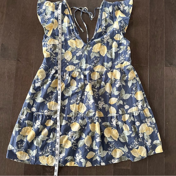 NWT Abercrombie & Fitch Dress Babydoll Linen Mini Dress Lemons Summer Size S - Picture 6 of 10